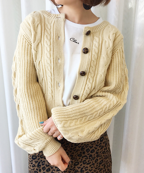 apres jour（アプレジュール）の「レトロ丸首ケーブルカーディガン【ZOZOTOWN限定アイテム】（カーディガン/ボレロ・レディース・ピンク/クリーム/ミント/ブラウン/ライトブラウン/ラベンダー・フリー）」の21枚目の写真