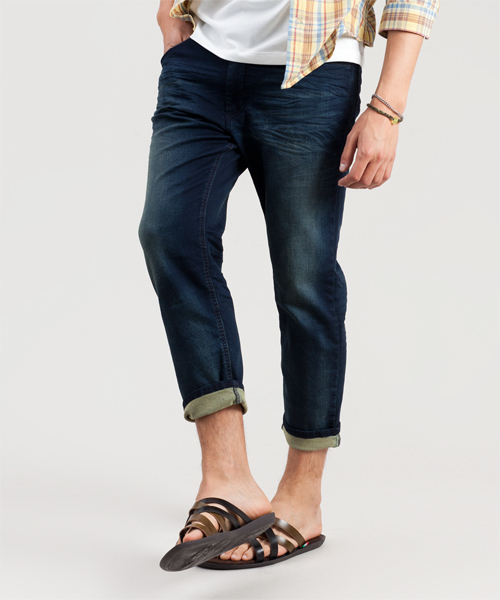 NANO universe（ナノユニバース）の「NUクロップドjerseydenim（デニムパンツ・メンズ・インディゴブルー/ブルー・SMALL/MEDIUM/LARGE/X-LARGE）」の12枚目の写真