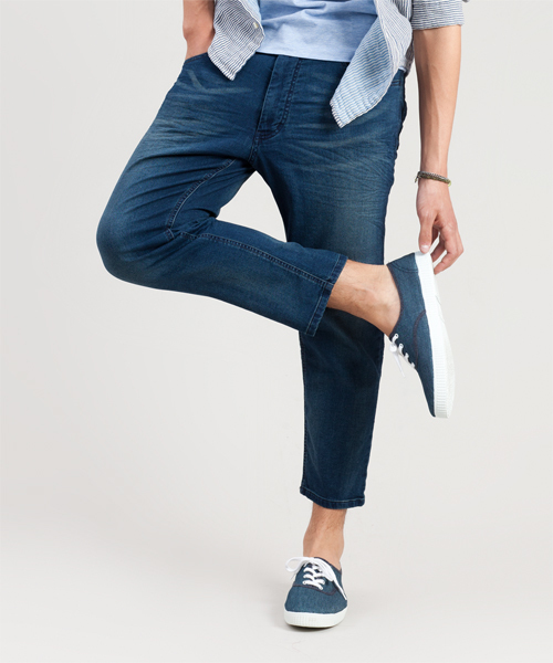 NANO universe（ナノユニバース）の「NUクロップドjerseydenim（デニムパンツ・メンズ・インディゴブルー/ブルー・SMALL/MEDIUM/LARGE/X-LARGE）」の16枚目の写真