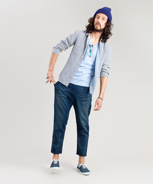 NANO universe（ナノユニバース）の「NUクロップドjerseydenim（デニムパンツ・メンズ・インディゴブルー/ブルー・SMALL/MEDIUM/LARGE/X-LARGE）」の19枚目の写真