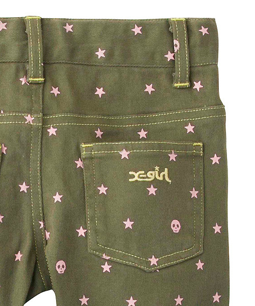 X-girl Stages（エックスガールステージス）の「STAR PRINTED SKINNY PANT (4T～7T)（スラックス・キッズ・オリーブ/ネイビー/ピンク・4T/5T/6T/7T）」の6枚目の写真
