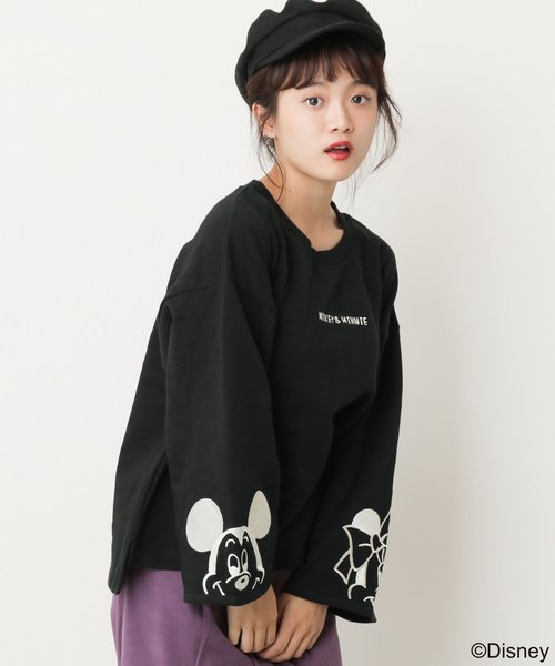セール トップス ディズニー Mickey Minnie袖刺繍プルオーバー Tシャツ カットソー Disney ディズニー のファッション