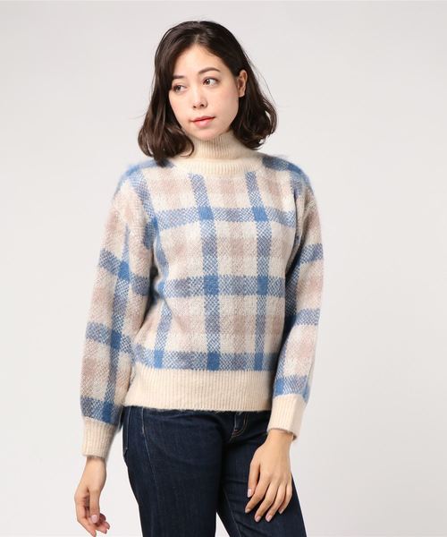 SpRay（スプレイ）の「【WEB限定】チェックジャガードハイネック（ニット/セーター・レディース・ブラック/ブラウン/アイボリー/ボルドー・FREE）」の7枚目の写真