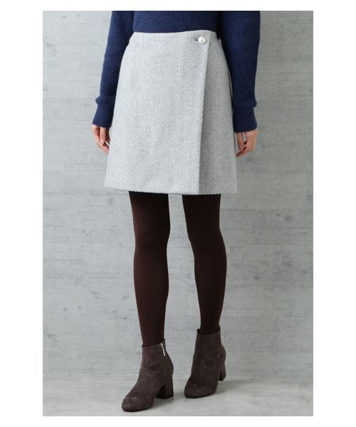 NATURAL BEAUTY BASIC（ナチュラルビューティーベーシック）の「【美人百花 1月号掲載】パールボタンウールツイードスカート（スカート・レディース・ネイビー/グレー/グリーン・SMALL/MEDIUM/X-SMALL）」の6枚目の写真