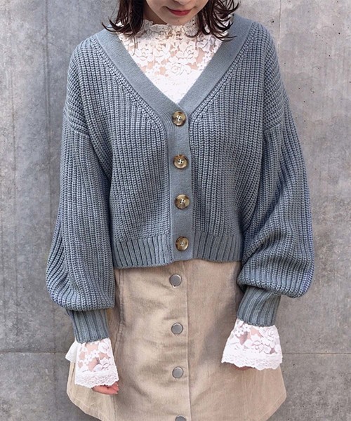 one after another NICE CLAUP（ワンアフターアナザーナイスクラップ）の「スプリングカラー カーディガン（カーディガン/ボレロ・レディース・アイボリー/モカ/ブルー系その他/ライトベージュ/コーラルピンク・FREE）」の5枚目の写真