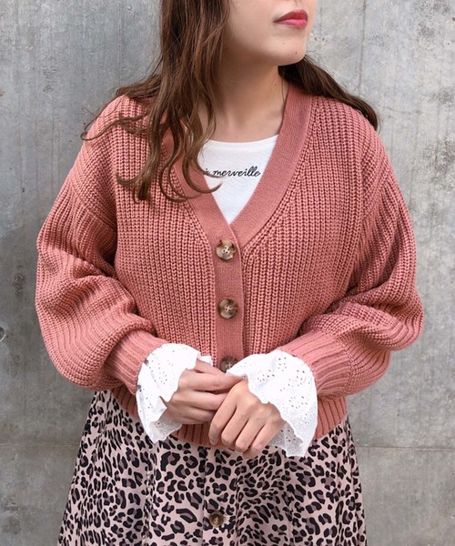 one after another NICE CLAUP（ワンアフターアナザーナイスクラップ）の「スプリングカラー カーディガン（カーディガン/ボレロ・レディース・アイボリー/モカ/ブルー系その他/ライトベージュ/コーラルピンク・FREE）」の8枚目の写真