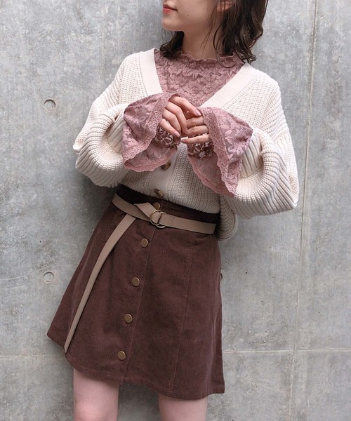 one after another NICE CLAUP（ワンアフターアナザーナイスクラップ）の「スプリングカラー カーディガン（カーディガン/ボレロ・レディース・アイボリー/モカ/ブルー系その他/ライトベージュ/コーラルピンク・FREE）」の17枚目の写真