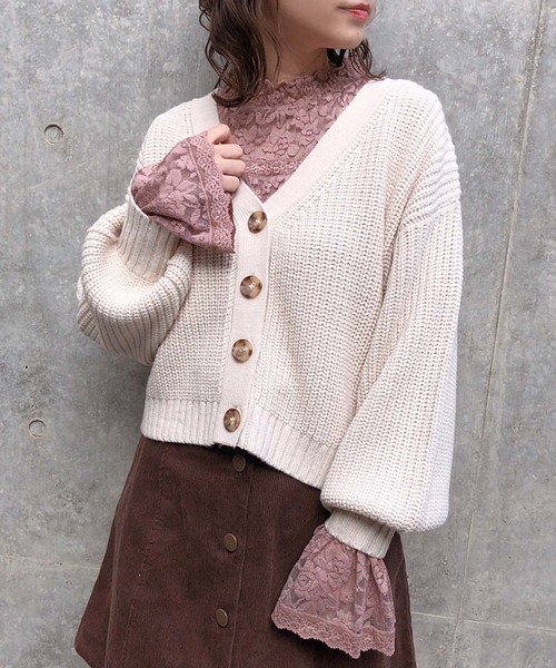 one after another NICE CLAUP（ワンアフターアナザーナイスクラップ）の「スプリングカラー カーディガン（カーディガン/ボレロ・レディース・アイボリー/モカ/ブルー系その他/ライトベージュ/コーラルピンク・FREE）」の10枚目の写真