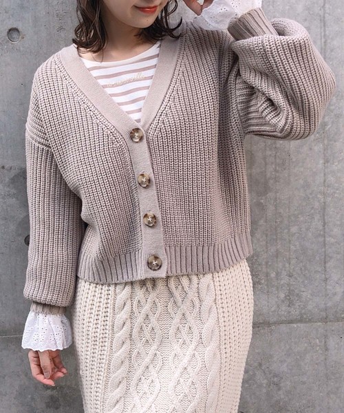 one after another NICE CLAUP（ワンアフターアナザーナイスクラップ）の「スプリングカラー カーディガン（カーディガン/ボレロ・レディース・アイボリー/モカ/ブルー系その他/ライトベージュ/コーラルピンク・FREE）」の7枚目の写真