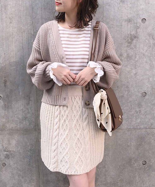 one after another NICE CLAUP（ワンアフターアナザーナイスクラップ）の「スプリングカラー カーディガン（カーディガン/ボレロ・レディース・アイボリー/モカ/ブルー系その他/ライトベージュ/コーラルピンク・FREE）」の13枚目の写真