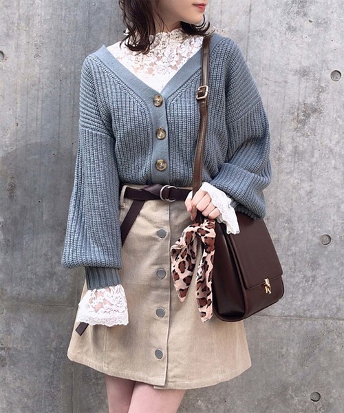 one after another NICE CLAUP（ワンアフターアナザーナイスクラップ）の「スプリングカラー カーディガン（カーディガン/ボレロ・レディース・アイボリー/モカ/ブルー系その他/ライトベージュ/コーラルピンク・FREE）」の11枚目の写真