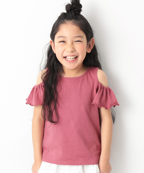 devirock(デビロック)の「オフショルダーTシャツ(Tシャツ/カットソー・キッズ・ネイビー/イエロー/ブラック/ブラウン/レッド系その他/ピンク系その他/パープル系その他/レッド系その他2/ラベンダー・150cm/160cm/120cm/100cm/130cm/110cm/140cm)」の6枚目の写真