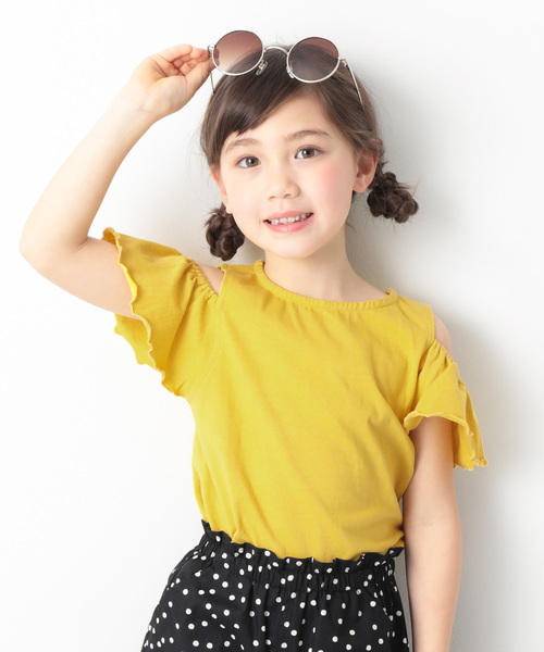 devirock(デビロック)の「オフショルダーTシャツ(Tシャツ/カットソー・キッズ・ネイビー/イエロー/ブラック/ブラウン/レッド系その他/ピンク系その他/パープル系その他/レッド系その他2/ラベンダー・150cm/160cm/120cm/100cm/130cm/110cm/140cm)」の7枚目の写真