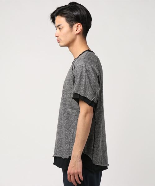 C DIEM(カルペディエム)の「C DIEM(カルペディエム)レイヤーガーゼクルーネック 半袖Tシャツ(Tシャツ/カットソー・メンズ・ライトグレー/ブラック/カーキ・MEDIUM/LARGE/SMALL)」の9枚目の写真