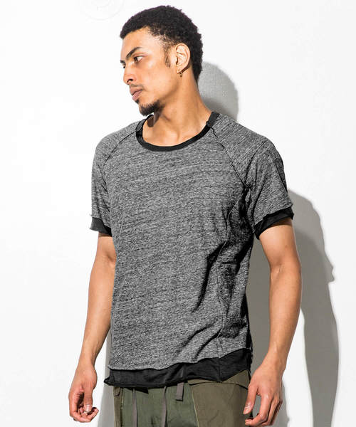 C DIEM(カルペディエム)の「C DIEM(カルペディエム)レイヤーガーゼクルーネック 半袖Tシャツ(Tシャツ/カットソー・メンズ・ライトグレー/ブラック/カーキ・MEDIUM/LARGE/SMALL)」の2枚目の写真