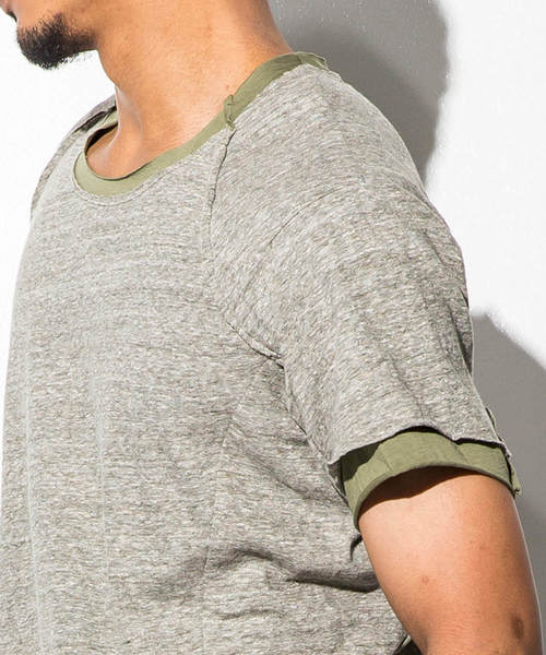 C DIEM(カルペディエム)の「C DIEM(カルペディエム)レイヤーガーゼクルーネック 半袖Tシャツ(Tシャツ/カットソー・メンズ・ライトグレー/ブラック/カーキ・MEDIUM/LARGE/SMALL)」の6枚目の写真