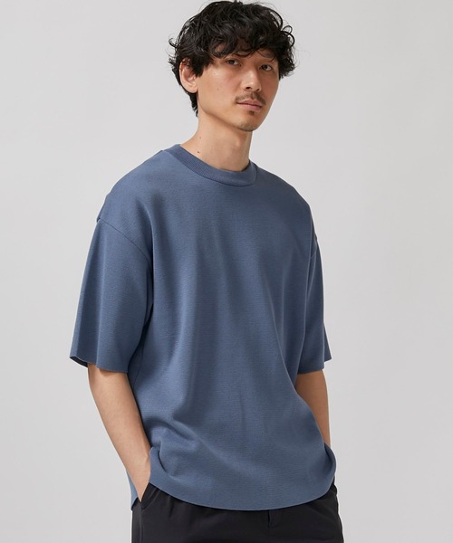 STUDIOUS（ステュディオス）の「【STUDIOUS】ウォッシャブルミラノリブサマーニットTシャツ【ZOZO限定アイテム】（ニット/セーター・メンズ・ホワイト/ブラック/ベージュ/グレー/ブルー/オレンジ/サックスブルー/ホワイト×ブラック/ネイビー/レンガ・1/2/3）」の8枚目の写真