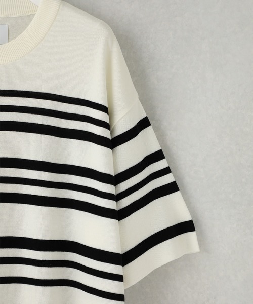 STUDIOUS（ステュディオス）の「【STUDIOUS】ウォッシャブルミラノリブサマーニットTシャツ【ZOZO限定アイテム】（ニット/セーター・メンズ・ホワイト/ブラック/ベージュ/グレー/ブルー/オレンジ/サックスブルー/ホワイト×ブラック/ネイビー/レンガ・1/2/3）」の14枚目の写真