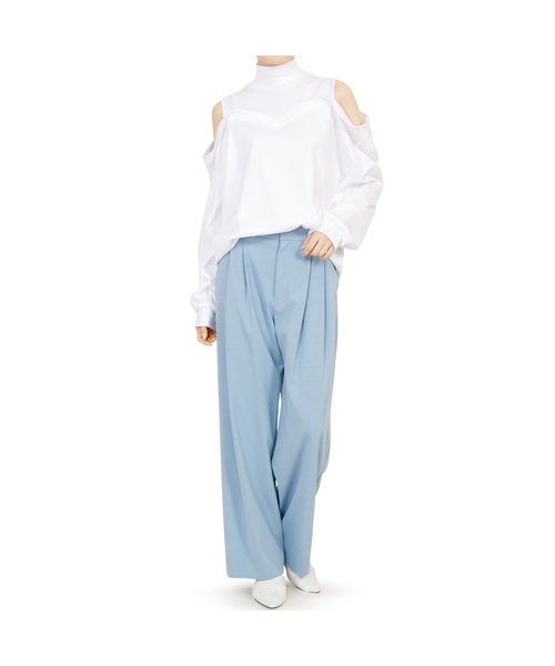 カットソー(長袖+七分) LE CIEL BLEU - LE CIEL BLEU Layered Cold Shoulder Tops LE CIEL BLEU（ルシェルブルー）の「Layered Cold Shoulder Tops