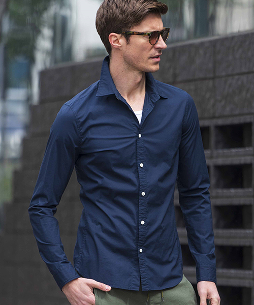 定価2.6万 wjk STRETCH BROAD HANNOVER シャツ M紺 wjk（ダヴルジェイケイ）の「ms3853-hannover shirt シャツ（シャツ