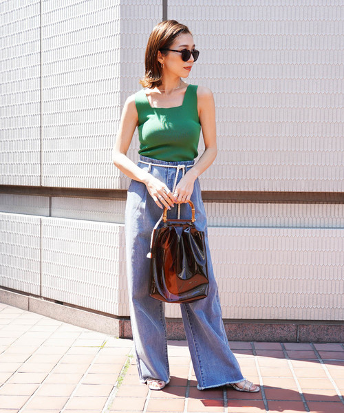 FREE'S MART(フリーズマート)の「◆ウォッシャブル総針スクエアネックノースリーブニット(ニット/セーター・レディース・ブラック/ベージュ/パープル/ブラウン/グリーン・FREE)」の18枚目の写真