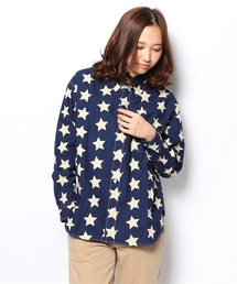 BEAMS BOY | Sanca / インディゴプリント BIGシャツ(シャツ/ブラウス)