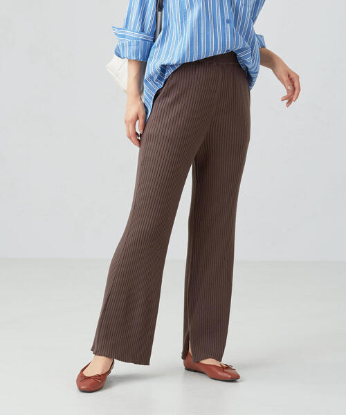 green label relaxing（グリーンレーベルリラクシング）の「[手洗い可能] FFC リブ ニット パンツ（その他パンツ・レディース・ブラック/ナチュラル/モカ・FREE）」の3枚目の写真