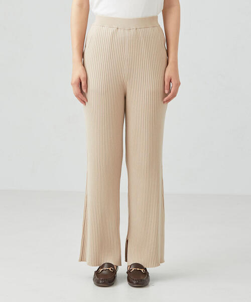 green label relaxing（グリーンレーベルリラクシング）の「[手洗い可能] FFC リブ ニット パンツ（その他パンツ・レディース・ブラック/ナチュラル/モカ・FREE）」の5枚目の写真