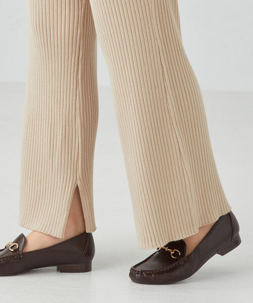 green label relaxing（グリーンレーベルリラクシング）の「[手洗い可能] FFC リブ ニット パンツ（その他パンツ・レディース・ブラック/ナチュラル/モカ・FREE）」の8枚目の写真