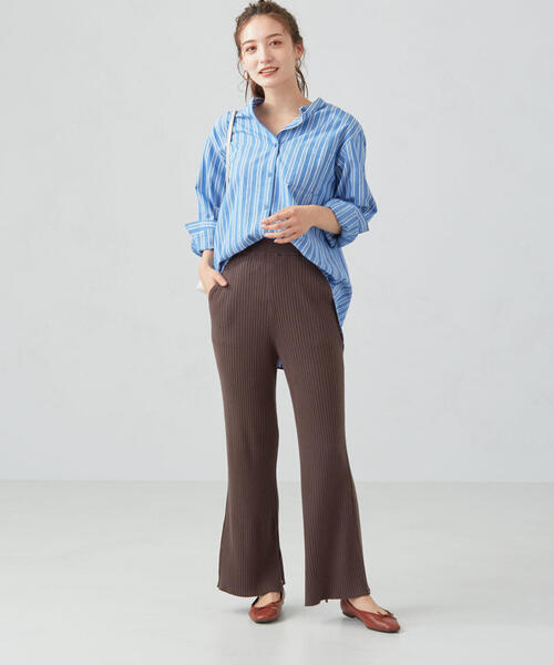 green label relaxing（グリーンレーベルリラクシング）の「[手洗い可能] FFC リブ ニット パンツ（その他パンツ・レディース・ブラック/ナチュラル/モカ・FREE）」の7枚目の写真