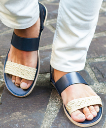 BEAUTY&YOUTH UNITED ARROWS | BY ∴ メッシュ/レザー バックストラップサンダル ◆(サンダル)