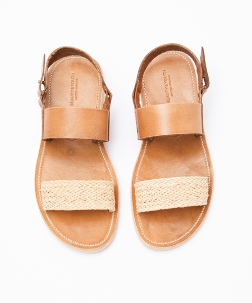 BEAUTY&YOUTH UNITED ARROWS（ビューティーアンドユースユナイテッドアローズ）の「BY ∴ メッシュ/レザー バックストラップサンダル ◆（サンダル・メンズ・ナチュラル/ネイビー・SMALL/LARGE/X-LARGE/MEDIUM）」の6枚目の写真