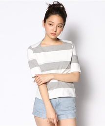 Kastane | 【Kastane】変形ボーダートップス(Tシャツ/カットソー)