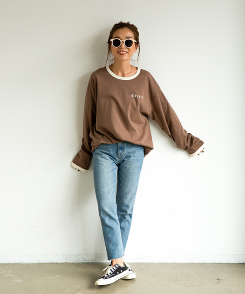 GRIEZ(グリーズ)の「【GRIEZ】リンガープリントロングスリーブTシャツ(Tシャツ/カットソー・メンズ・ブラウン/ナチュラル/オレンジ・MEDIUM/LARGE)」の7枚目の写真