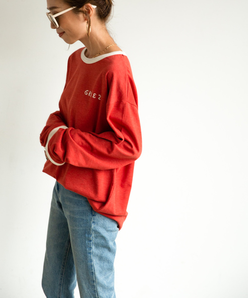 GRIEZ(グリーズ)の「【GRIEZ】リンガープリントロングスリーブTシャツ(Tシャツ/カットソー・メンズ・ブラウン/ナチュラル/オレンジ・MEDIUM/LARGE)」の10枚目の写真