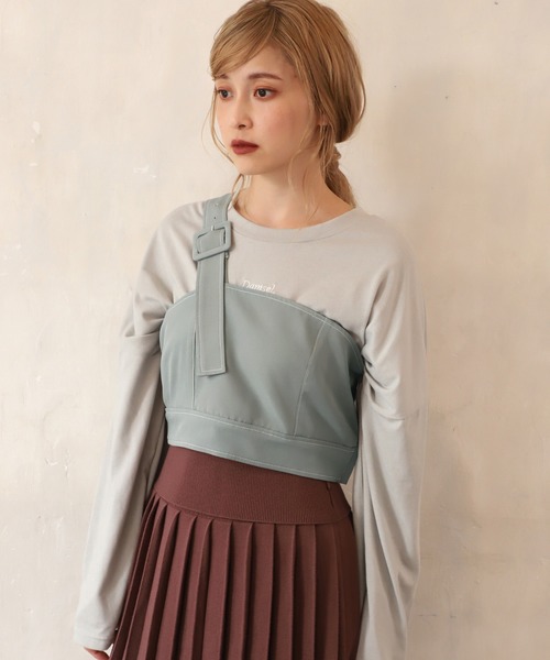 one after another NICE CLAUP（ワンアフターアナザーナイスクラップ）の「ワンショルビスチェ（その他トップス・レディース・ベージュ/ブラウン/ミント・FREE）」の6枚目の写真