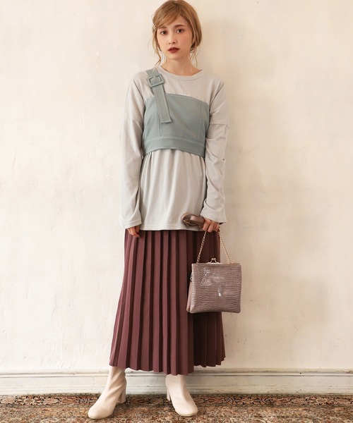 one after another NICE CLAUP（ワンアフターアナザーナイスクラップ）の「ワンショルビスチェ（その他トップス・レディース・ベージュ/ブラウン/ミント・FREE）」の8枚目の写真