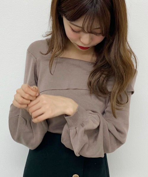 apres jour（アプレジュール）の「ワンショルニット【ZOZOTOWN限定アイテム】（ニット/セーター・レディース・ライトグリーン/アイボリー/モカ/ライトベージュ・フリー）」の5枚目の写真