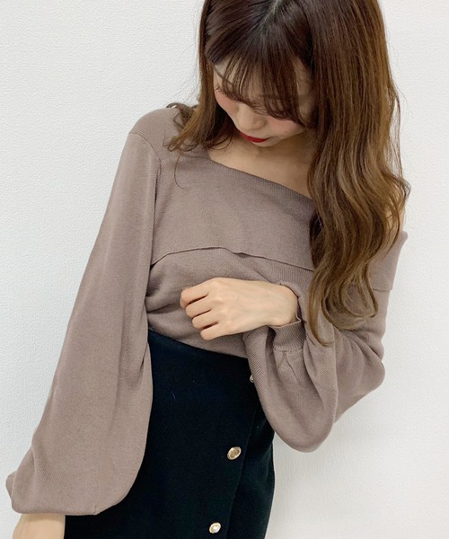 apres jour（アプレジュール）の「ワンショルニット【ZOZOTOWN限定アイテム】（ニット/セーター・レディース・ライトグリーン/アイボリー/モカ/ライトベージュ・フリー）」の6枚目の写真