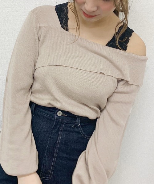 apres jour（アプレジュール）の「ワンショルニット【ZOZOTOWN限定アイテム】（ニット/セーター・レディース・ライトグリーン/アイボリー/モカ/ライトベージュ・フリー）」の10枚目の写真