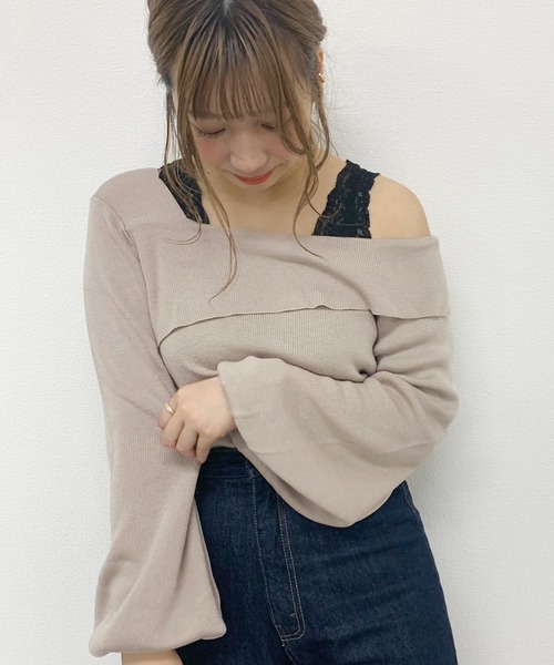 apres jour（アプレジュール）の「ワンショルニット【ZOZOTOWN限定アイテム】（ニット/セーター・レディース・ライトグリーン/アイボリー/モカ/ライトベージュ・フリー）」の11枚目の写真