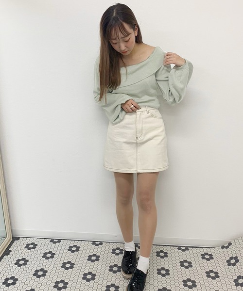 apres jour（アプレジュール）の「ワンショルニット【ZOZOTOWN限定アイテム】（ニット/セーター・レディース・ライトグリーン/アイボリー/モカ/ライトベージュ・フリー）」の15枚目の写真