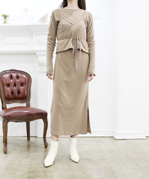 起毛カシュクールレイヤードワンピース