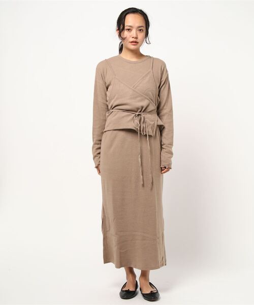 MODE ROBE（モードローブ）の「起毛カシュクールレイヤードワンピース（ワンピース・レディース・ブラック/ベージュ/オレンジ系その他・FREE）」の18枚目の写真