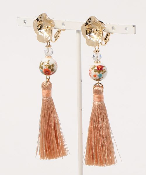 カヤ（カヤ）の「【カヤ】桔梗和玉タッセルイヤリング（イヤリング・レディース・ピンク/イエロー/グリーン/ワインレッド/ネイビー/オレンジ・FREE）」の6枚目の写真