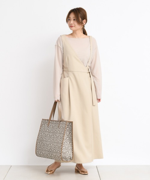 DouDou（ドゥドゥ）の「ワンショルジャンスカ（ジャンパースカート・レディース・ベージュ/ミント・FREE）」の3枚目の写真