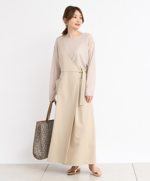 DouDou（ドゥドゥ）の「ワンショルジャンスカ（ジャンパースカート・レディース・ベージュ/ミント・FREE）」の4枚目の写真