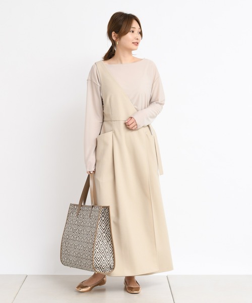 DouDou（ドゥドゥ）の「ワンショルジャンスカ（ジャンパースカート・レディース・ベージュ/ミント・FREE）」の5枚目の写真