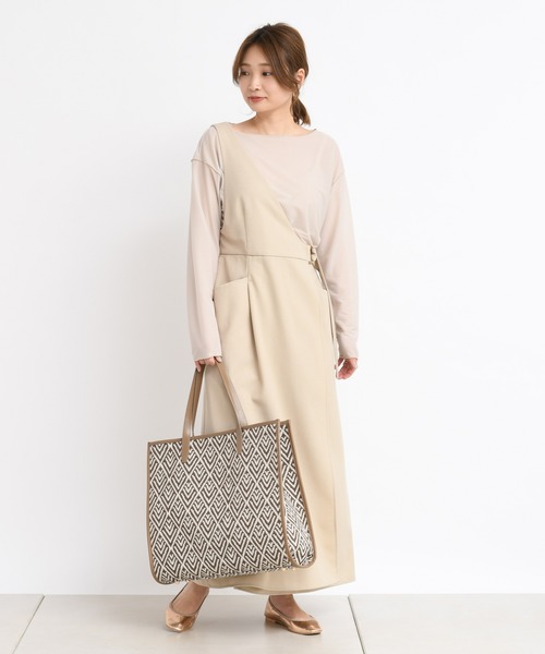 DouDou（ドゥドゥ）の「ワンショルジャンスカ（ジャンパースカート・レディース・ベージュ/ミント・FREE）」の7枚目の写真