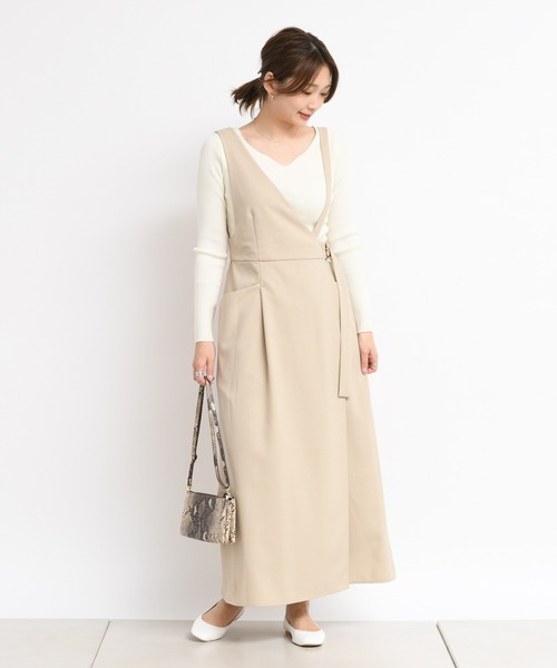 DouDou（ドゥドゥ）の「ワンショルジャンスカ（ジャンパースカート・レディース・ベージュ/ミント・FREE）」の10枚目の写真